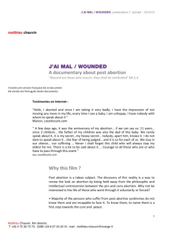 JAI MAL / WOUNDED  A  documentary  about  post  abortion      Blessed