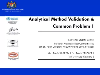 Analytical Method Validation &amp;  Common Problem 1  Centre for Quality Control  National