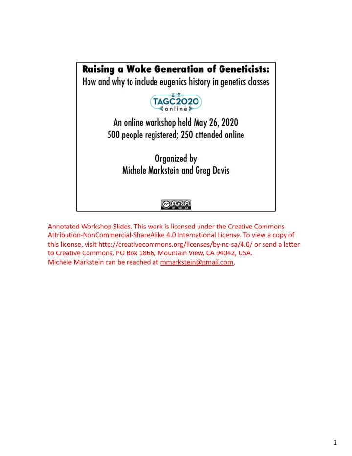 annotated workshop slides this work is licensed under the
