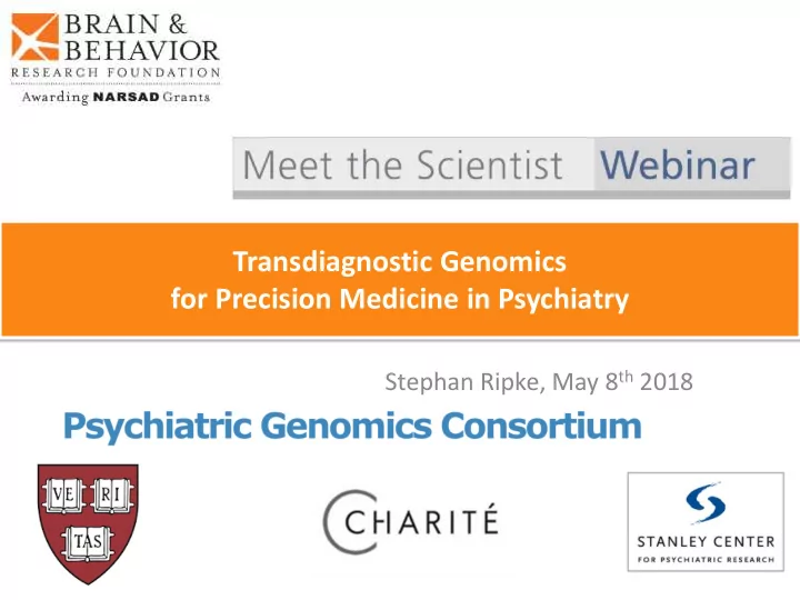transdiagnostic genomics for precision medicine in