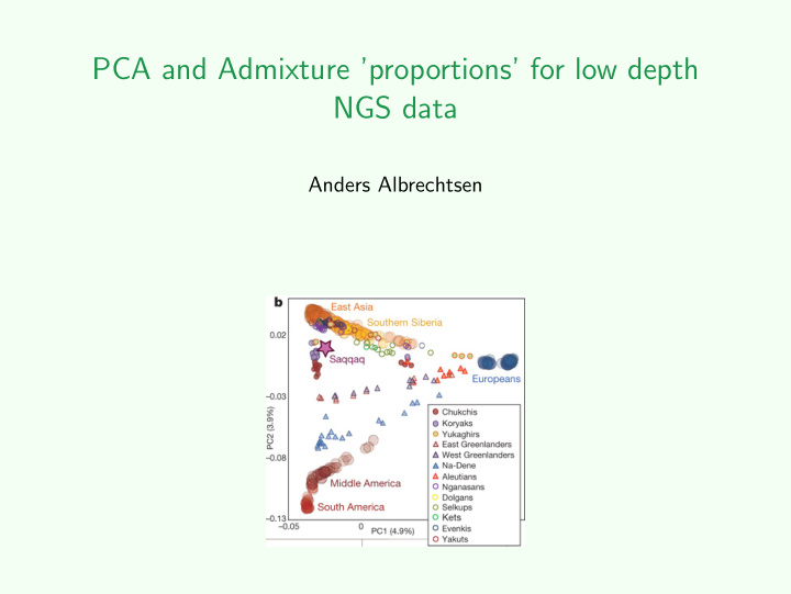 pca and admixture proportions for low depth ngs data