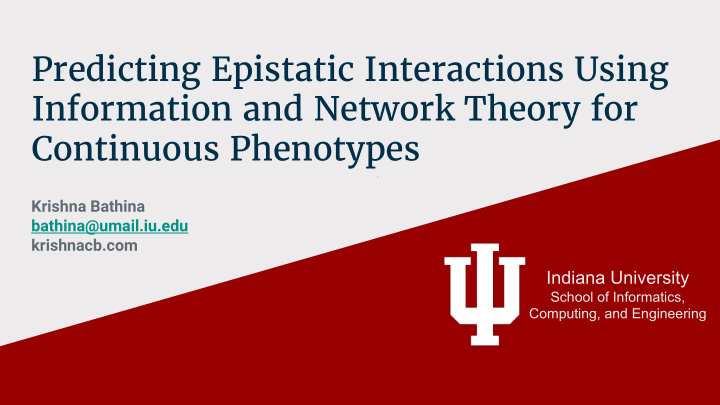 predicting epistatic interactions using information and
