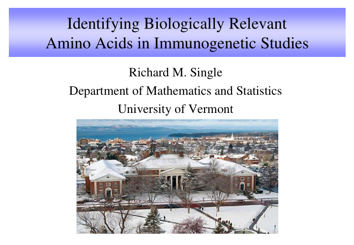 amino acids in immunogenetic studies