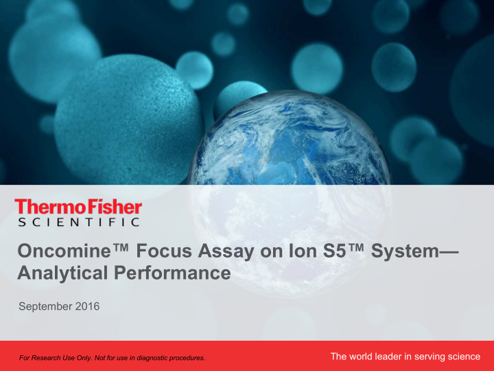 oncomine focus assay on ion s5 system analytical