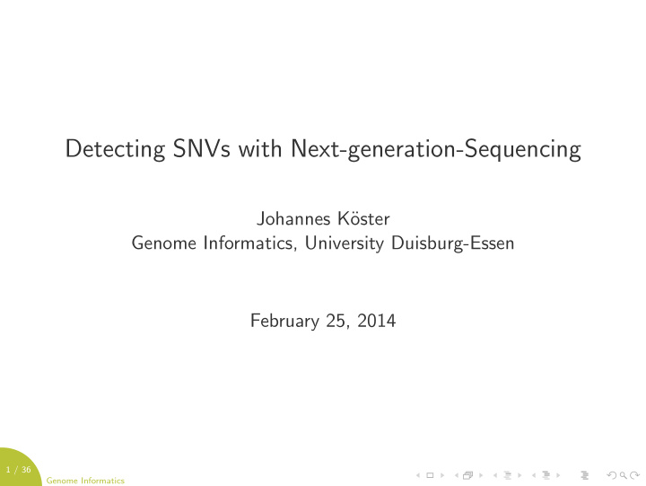 detecting snvs with next generation sequencing