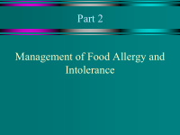 part 2 management of food allergy and intolerance