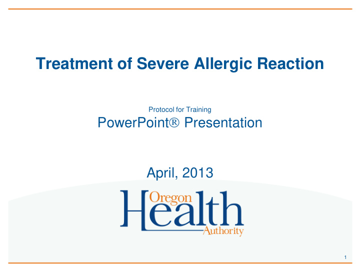 treatment of severe allergic reaction