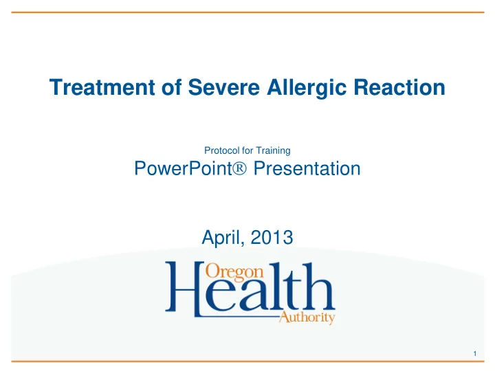 treatment of severe allergic reaction