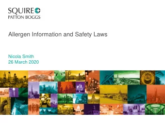 Allergen Information and Safety Laws  Nicola Smith  26 March 2020  Your Trainer  Nicola Smith