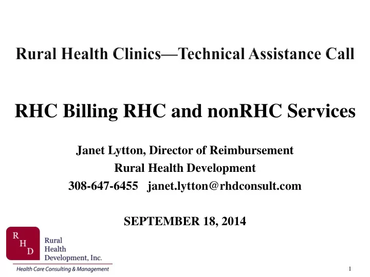 rhc billing rhc and nonrhc services