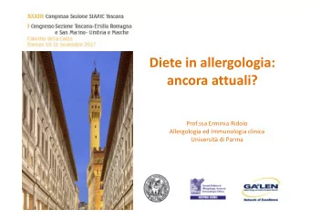 Diete in allergologia:  ancora attuali?  Prof.ssa Erminia Ridolo  Allergologia ed Immunologia