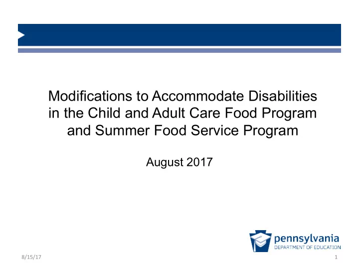 modifications to accommodate disabilities in the child