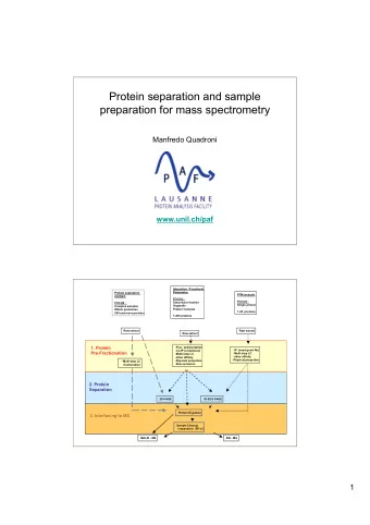 Protein separation and sample  preparation for mass spectrometry  Manfredo Quadroni
