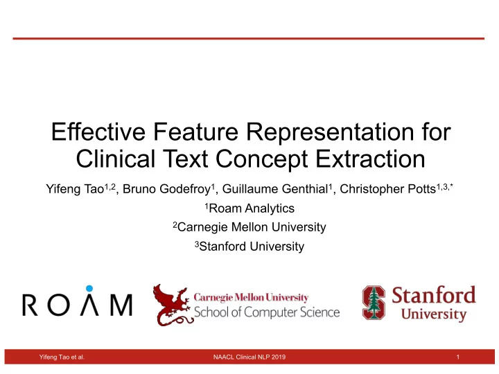 effective feature representation for clinical text