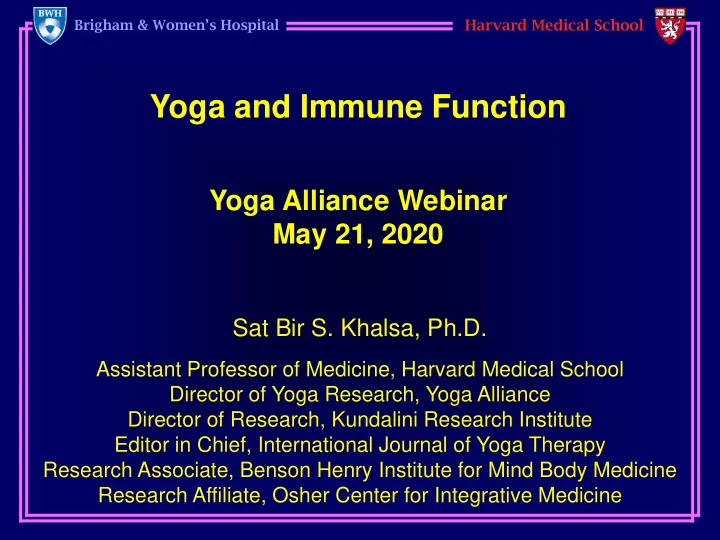 yoga and immune function