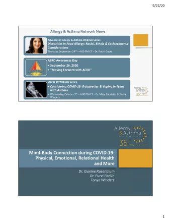 Mind%Body)Connection)during)COVID%19:)  Physical,)Emotional,)Relational)Health)  and)More)