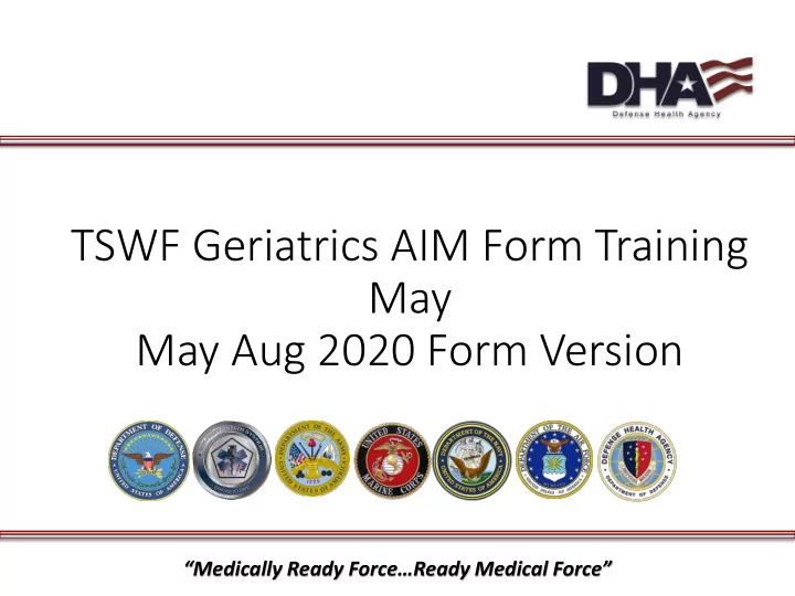 tswf geriatrics aim form training