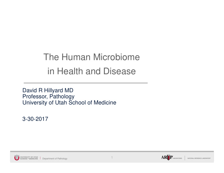 the human microbiome in health and disease