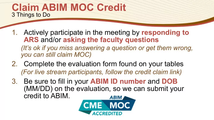 claim abim moc credit