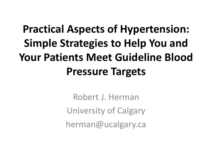 practical aspects of hypertension simple strategies to