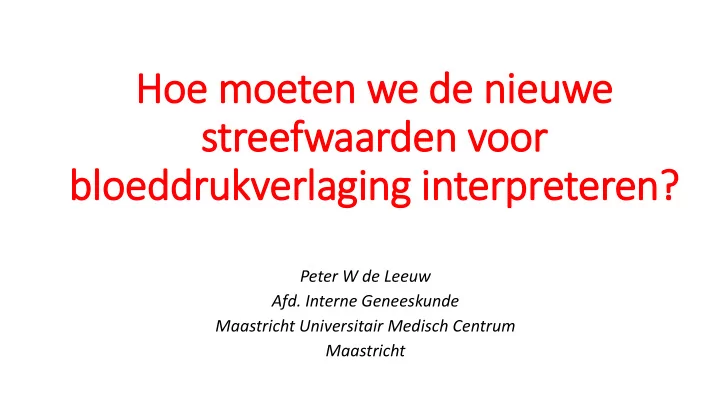 hoe moeten we de nieuwe streefwaarden voor
