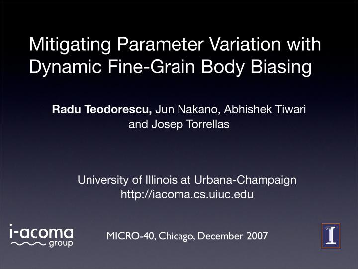 mitigating parameter variation with dynamic fine grain