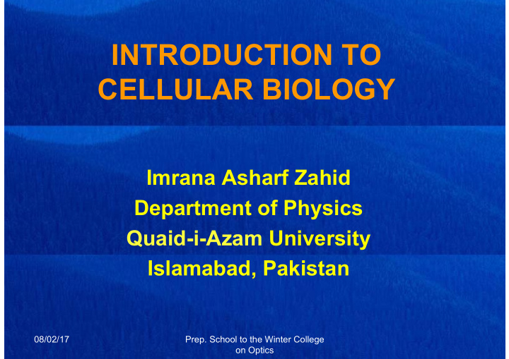 introduction to cellular biology