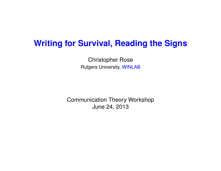 writing for survival reading the signs