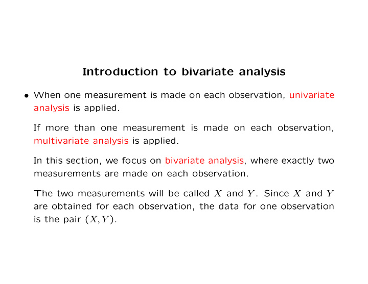 introduction to bivariate analysis