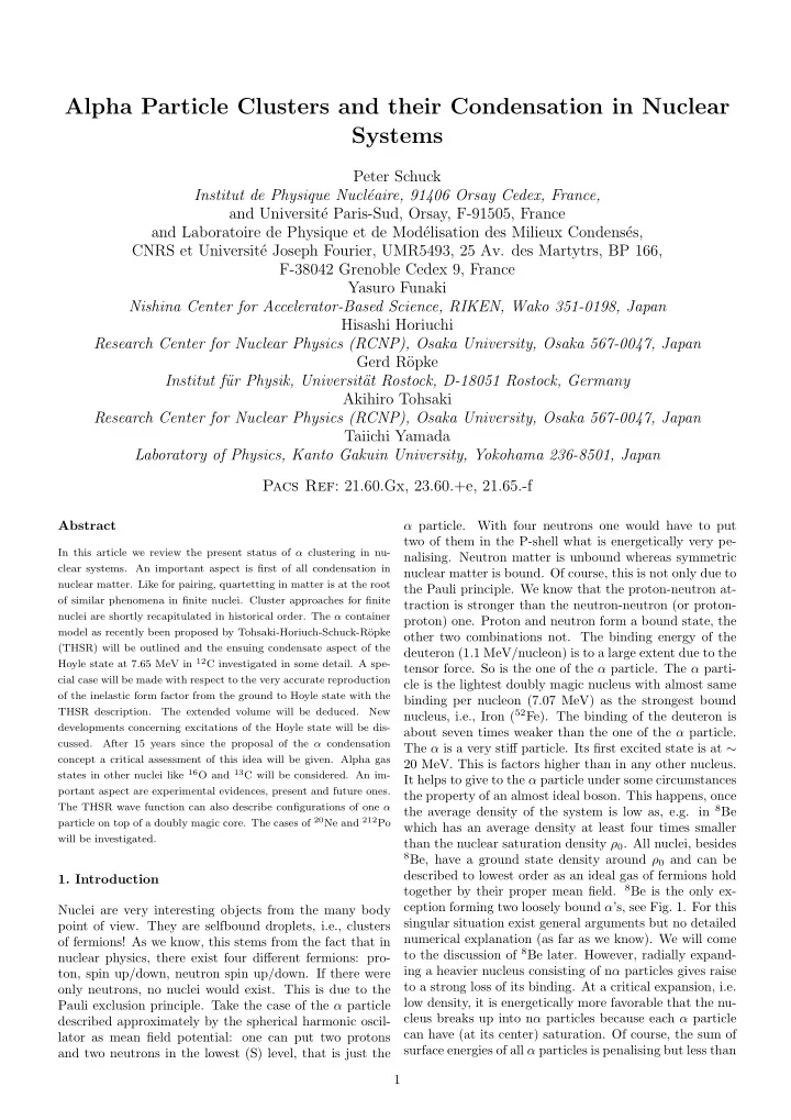 alpha particle clusters and their condensation in nuclear
