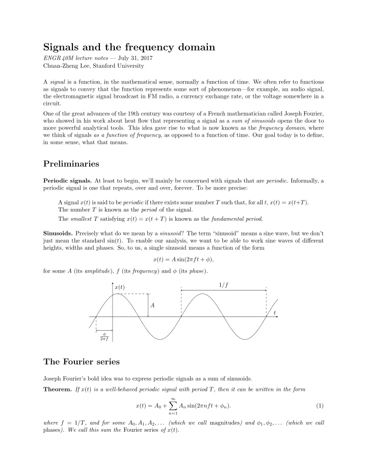 signals and the frequency domain