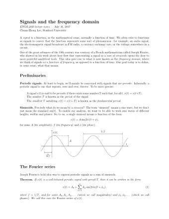 Signals and the frequency domain ENGR 40M lecture notes  July 31, 2017  Chuan-Zheng Lee,