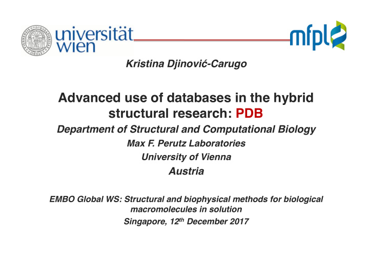 advanced use of databases in the hybrid structural