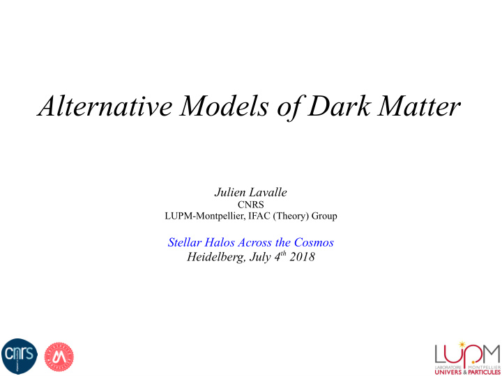 alternative models of dark matter