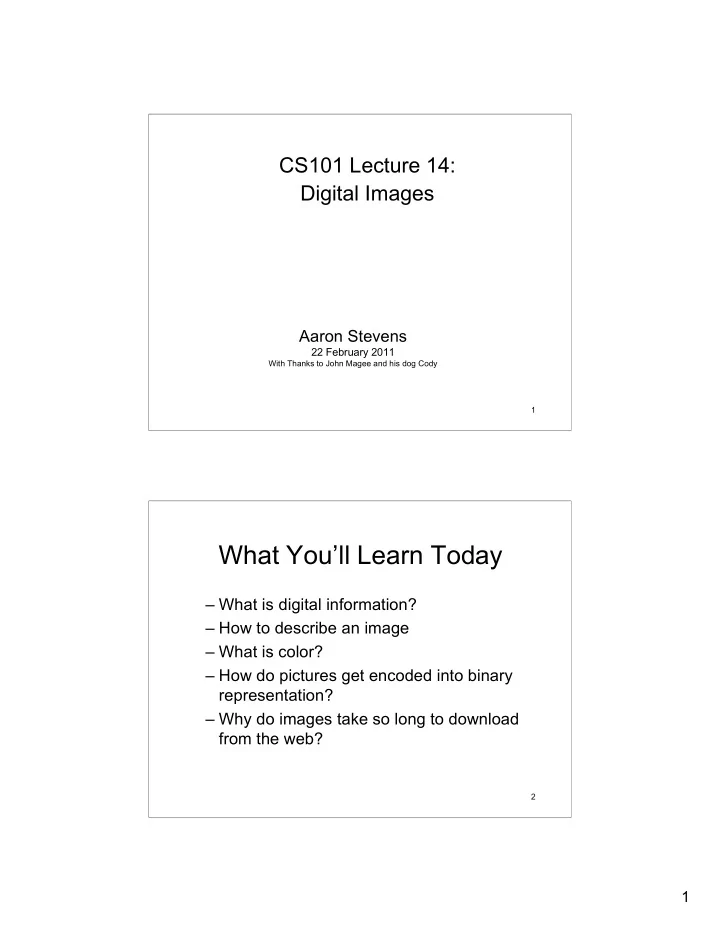 what you ll learn today