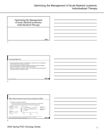 Optimizing the Management of Acute Myeloid Leukemia:  Individualized Therapy  Optimizing the
