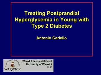 Treating Postprandial  Hyperglycemia in Young with  Type 2 Diabetes  Antonio Ceriello  Warwick