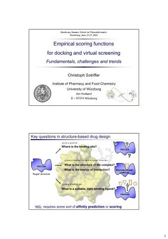Empirical scoring functions  for docking and virtual screening  Fundamentals, challenges and trends