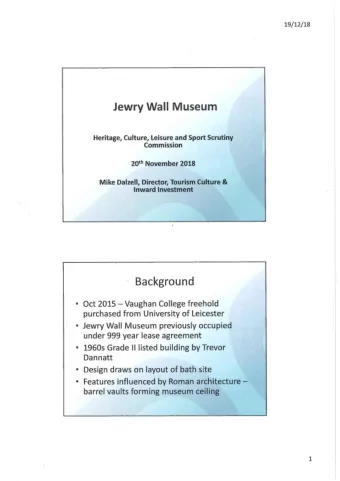 M  u  s  e  u  m H eritage,  Culture,  Leisure  a  n  d  S  p  o  r  t  Scrutiny C ommission  0  t