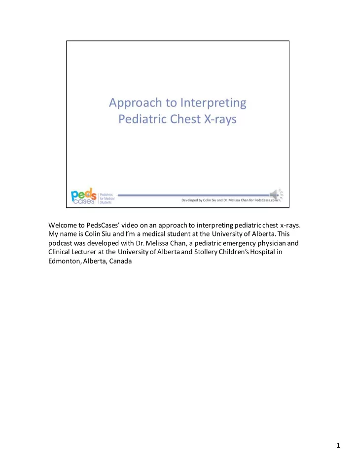 welcome to pedscases video on an approach to interpreting