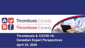Canadian Expert Perspectives  April 23, 2020  Planning faculty Alan Bell, MD, CCFP, FCFP Eddy Lang