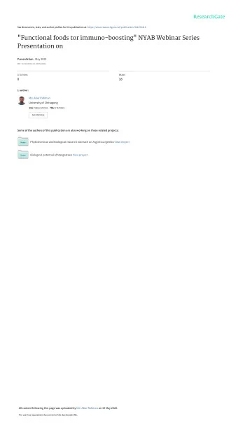 &quot;Functional foods tor immuno-boosting&quot; NYAB Webinar Series  Presentation on Presentation