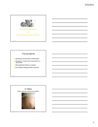 3/22/2011  Research Validation  of  How Breastfeeding Works  22.03.2011  1  Training Agenda