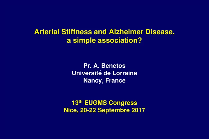 arterial stiffness and alzheimer disease a simple