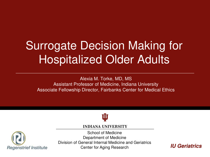 surrogate decision making for hospitalized older adults