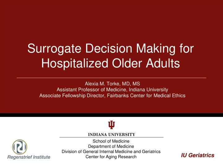surrogate decision making for hospitalized older adults