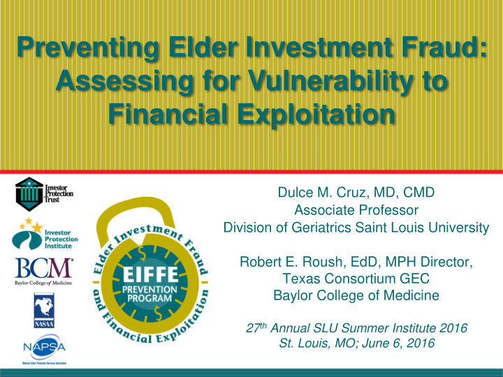 preventing elder investment fraud assessing for