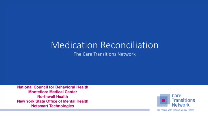 medication reconciliation