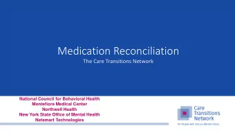 Medication Reconciliation  The Care Transitions Network  National Council for Behavioral Health