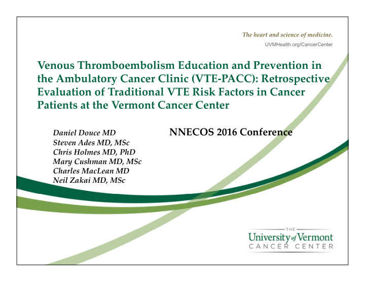 venous thromboembolism education and prevention in the